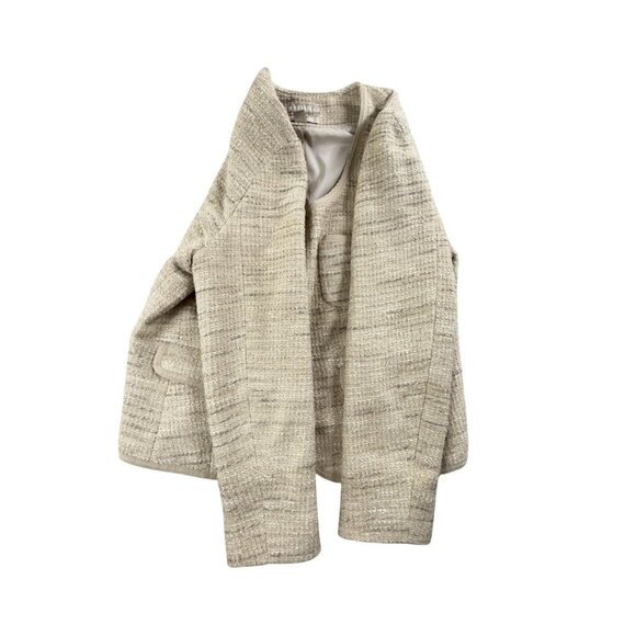 Banana Republic Jacket Womens 8 Petite Italian Fabric Textured Tweed Pockets - Picture 10 of 16
